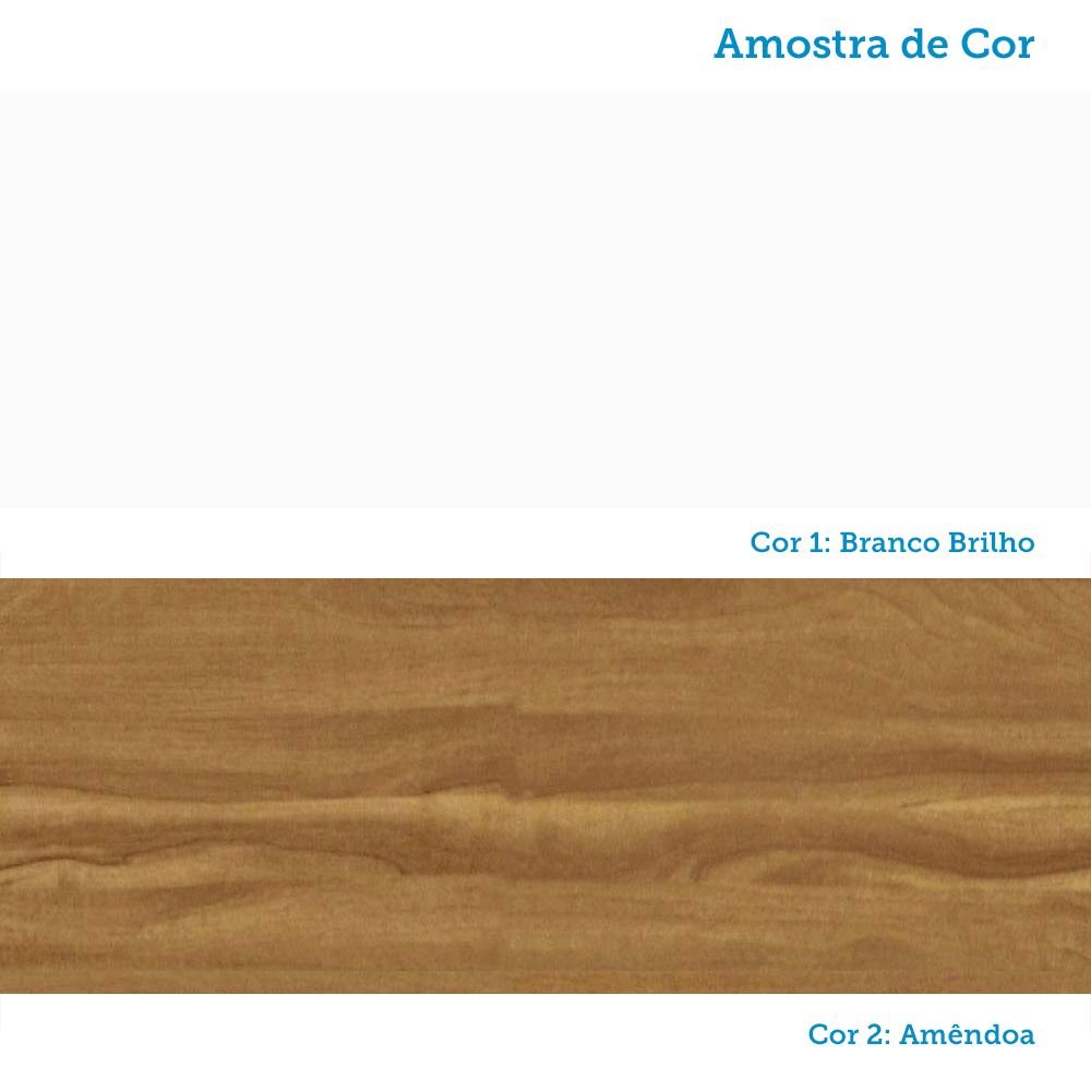 Encontraproduto.com.br - Quarto de Bebê com Guarda-Roupa 4 Portas e Berço Minicama 100% MDF Nina Espresso Móveis Branco Brilho/Amêndoa