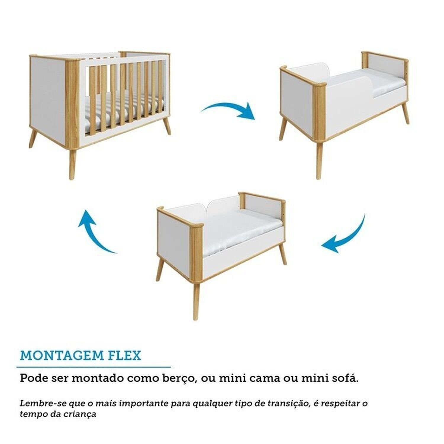 Encontraproduto.com.br - Quarto de Bebê Berço Arredondado 3 em 1 e Guarda-roupa 4 Portas 100% Mdf Luly Espresso Móveis Off White/Amêndoa
