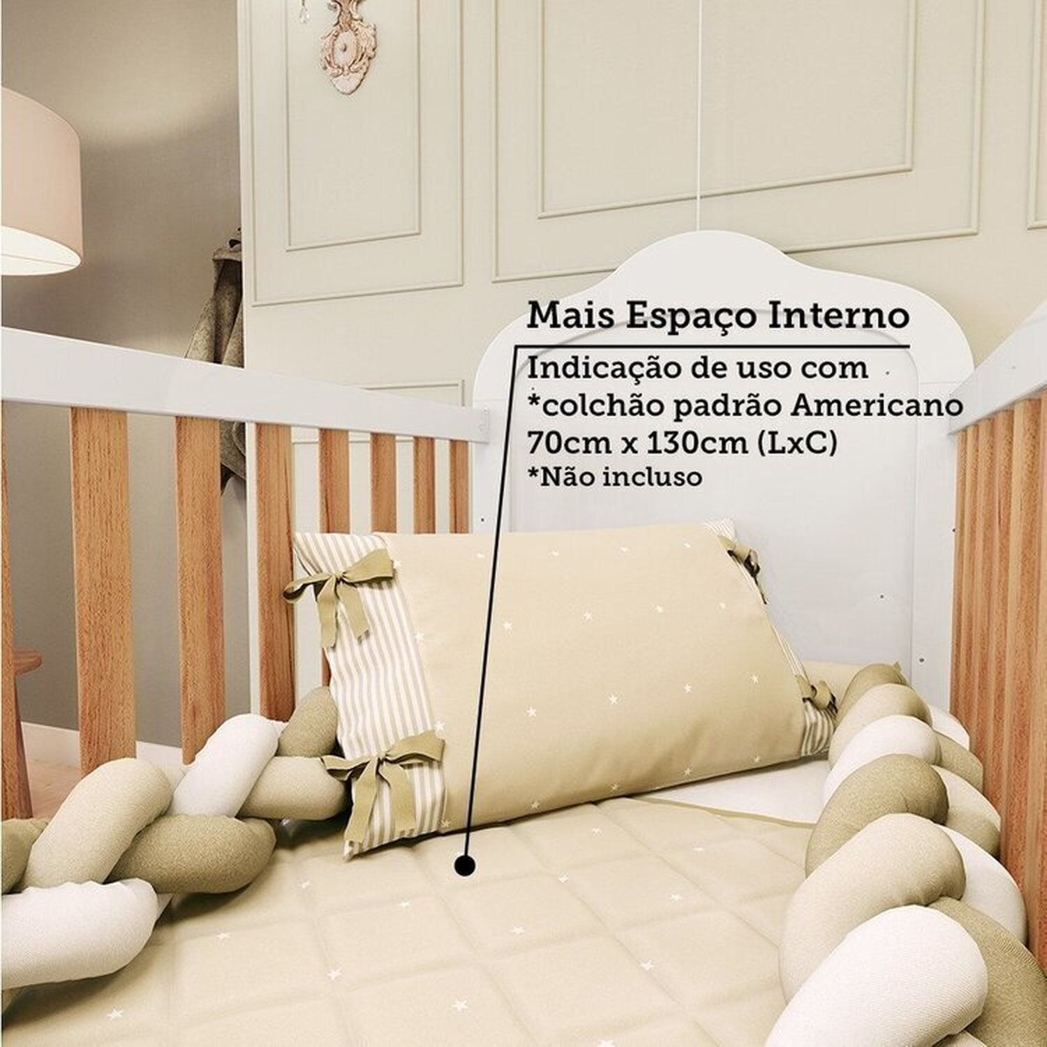 Encontraproduto.com.br - Quarto de Bebê Guarda-roupa Cômoda Janelado 2 Berços Maya Clássico 100% Mdf Espresso Móveis Branco Brilho/Amêndoa/Branco