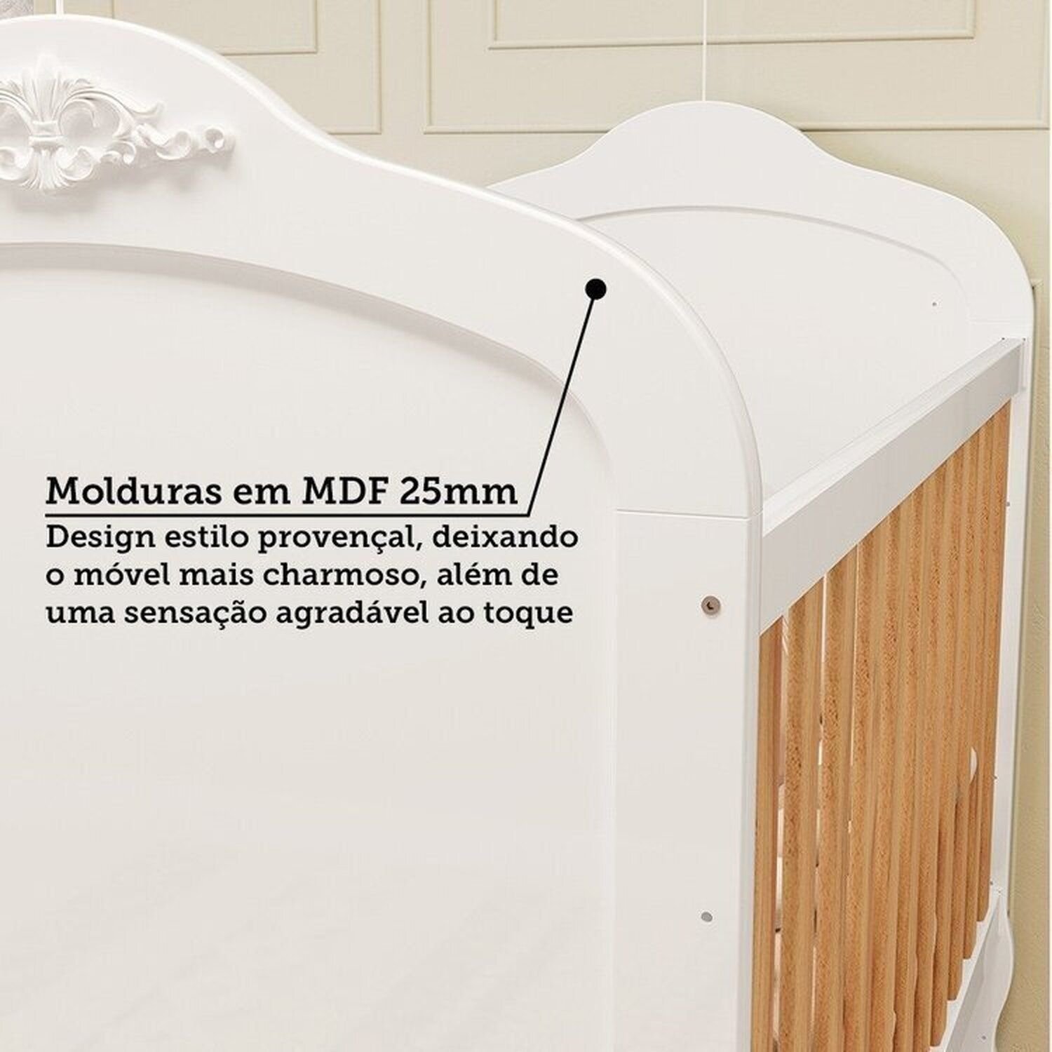 Encontraproduto.com.br - Quarto de Bebê Guarda-roupa Cômoda Janelado 2 Berços Maya Clássico 100% Mdf Espresso Móveis Branco Brilho/Amêndoa/Branco