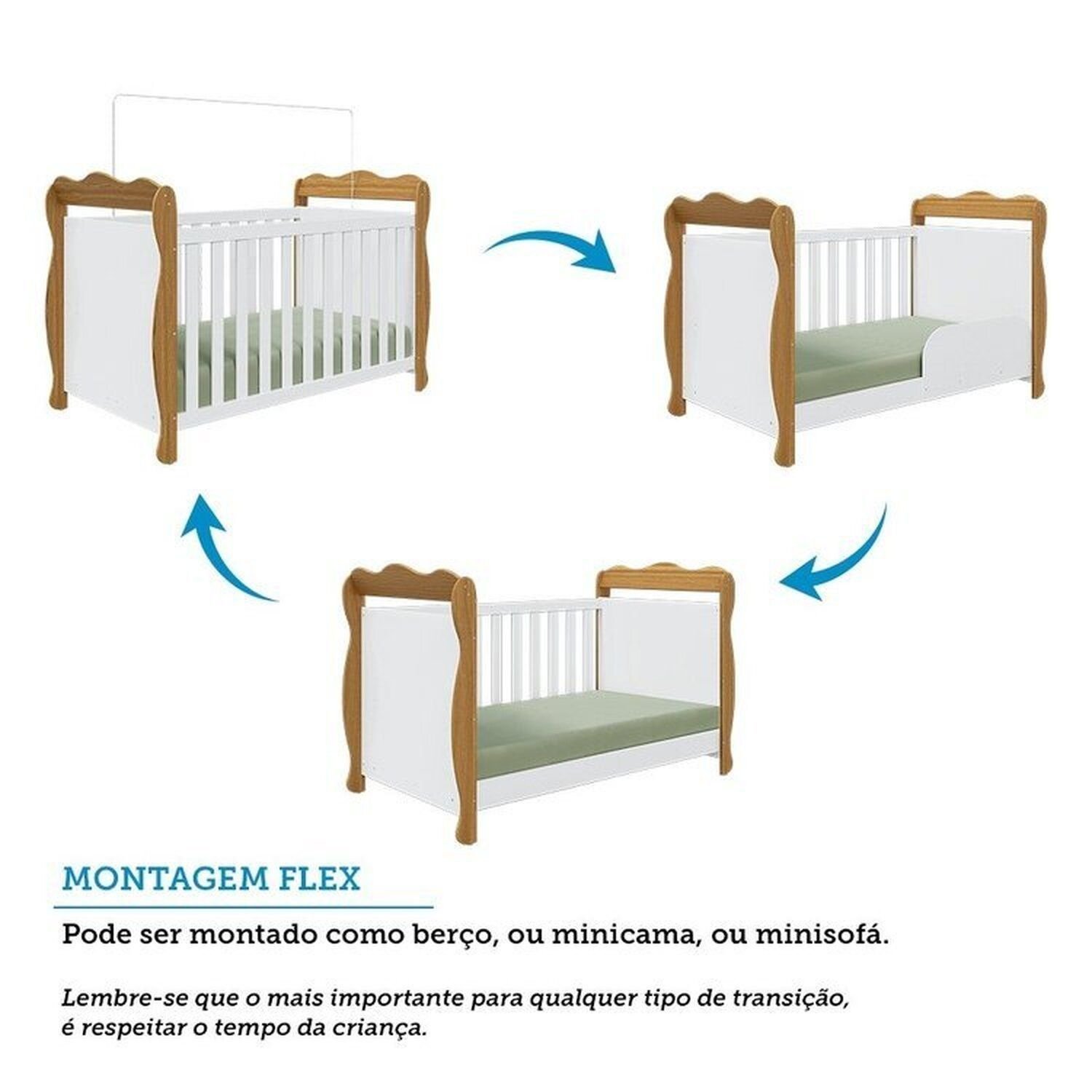 Encontraproduto.com.br - Quarto de Bebê com Cômoda 1 Porta Janelada 4 Gavetas e Berço Minicama 100% Mdf Alice Espresso Móveis Branco Brilho/Amêndoa