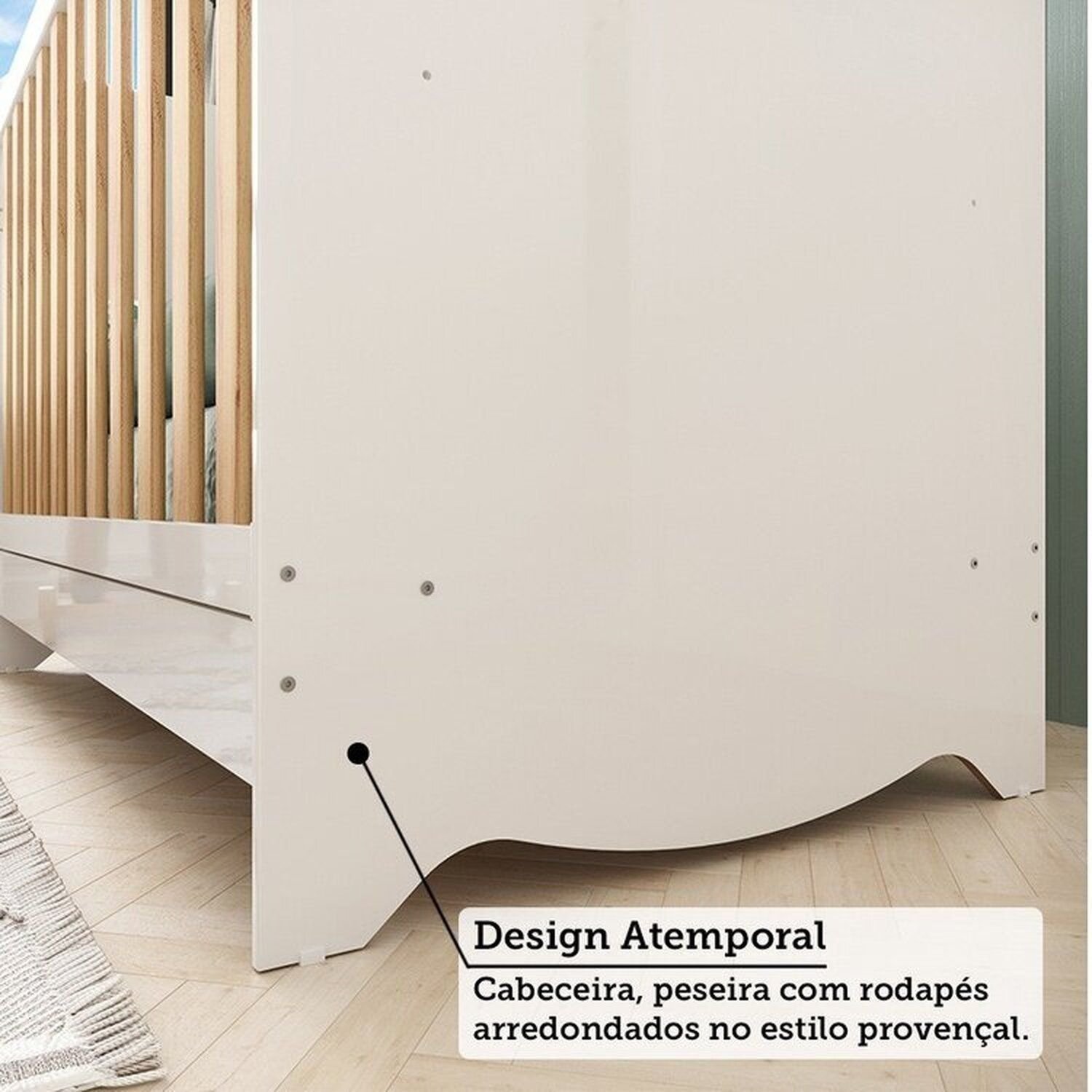 Encontraproduto.com.br - Quarto de Bebê com Guarda-roupas Cômoda 4 Portas Janeladas e Berço 100% Mdf Gael Espresso Móveis Branco Brilho/Amêndoa