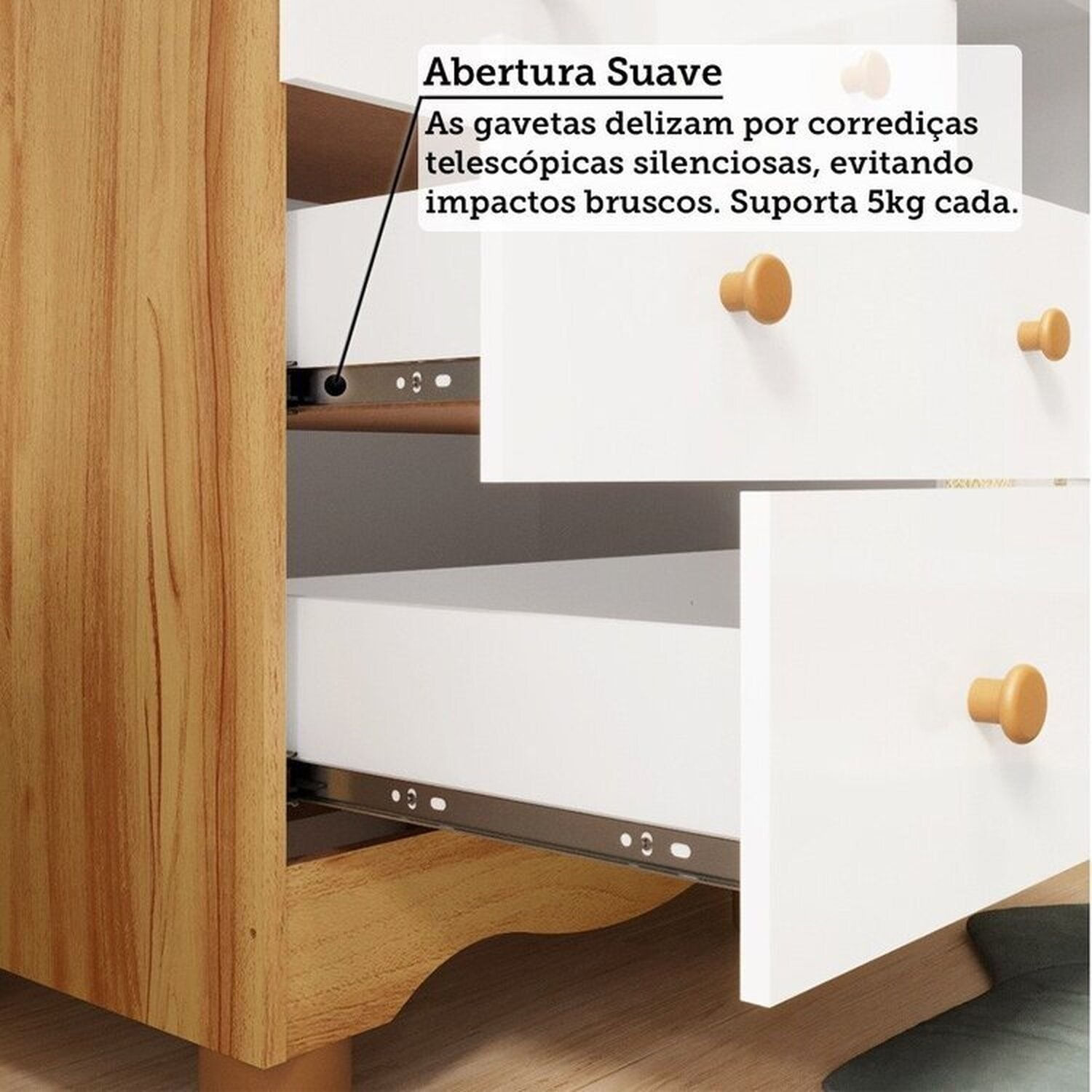 Encontraproduto.com.br - Quarto de Bebê com Guarda-roupas Cômoda 4 Portas Janeladas e Berço 100% Mdf Gael Espresso Móveis Branco Brilho/Amêndoa