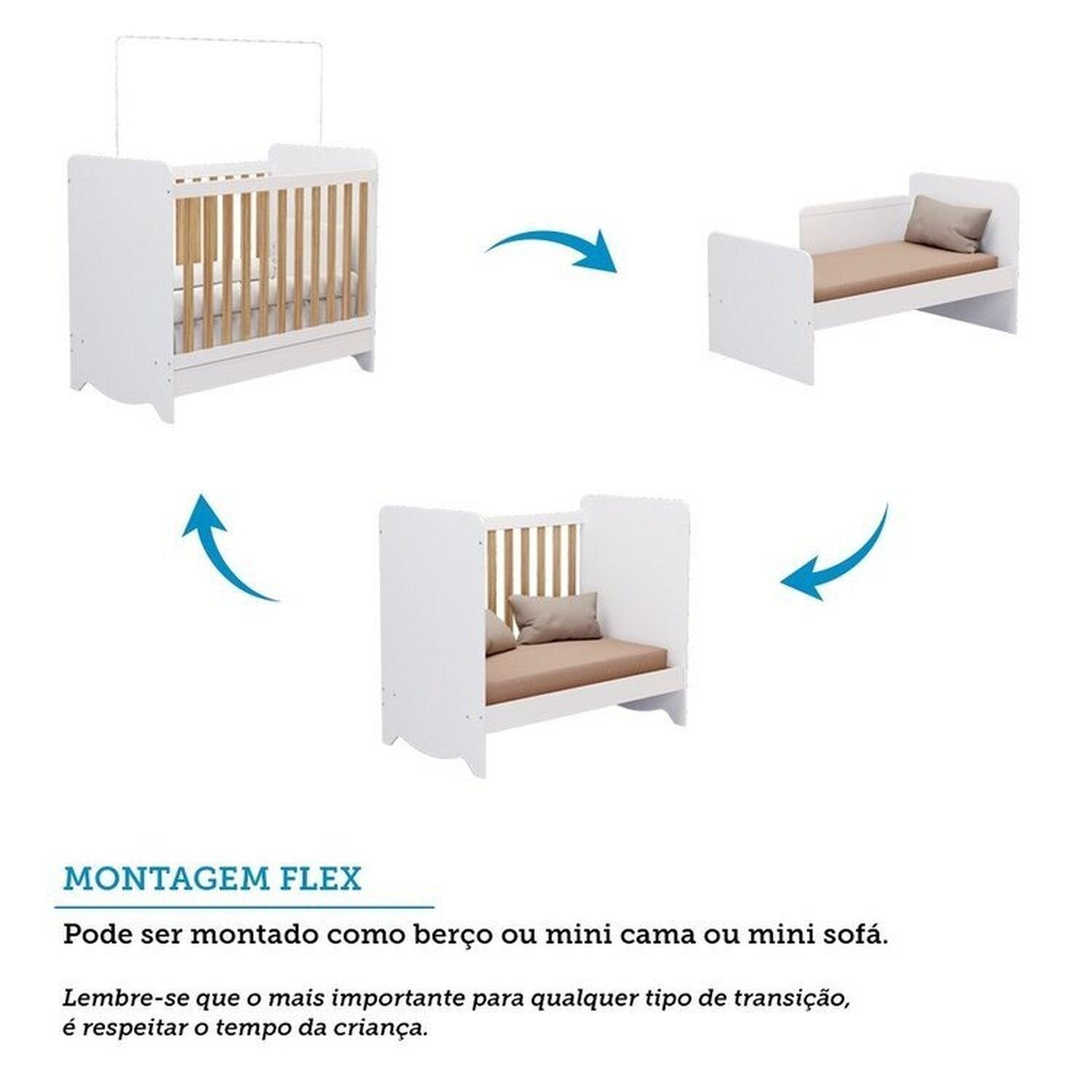 Encontraproduto.com.br - Quarto de Bebê Guarda-roupas 3 Portas Janeladas e Berço Minicama 100% Mdf Gael Espresso Móveis Branco Brilho/Amêndoa