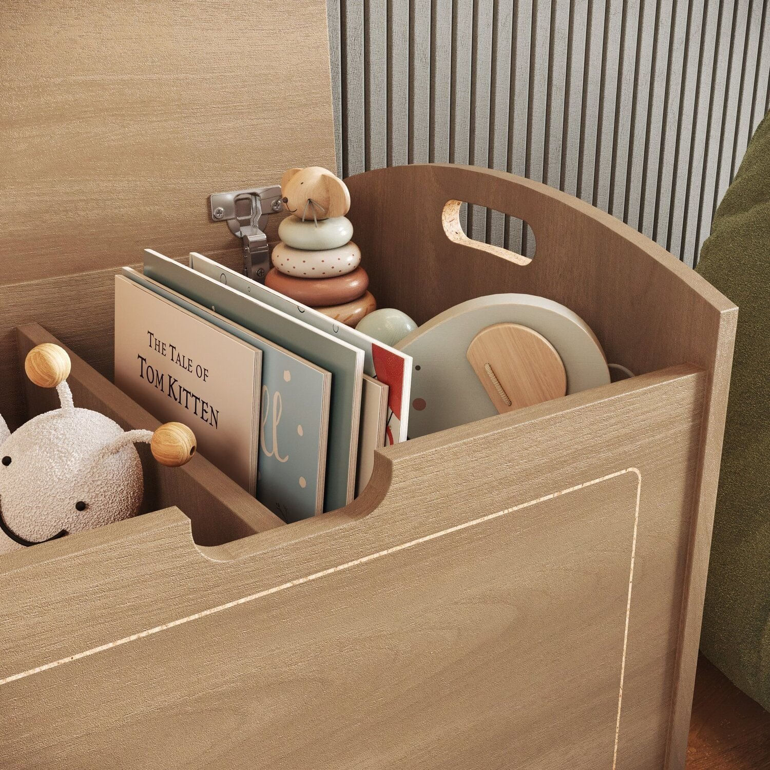 Encontraproduto.com.br - Baú Davi Retrô com Divisória Interna 100% Mdf 15cm Bp – 55cm X 51cm X 40cm Lxaxp Louro Freijó