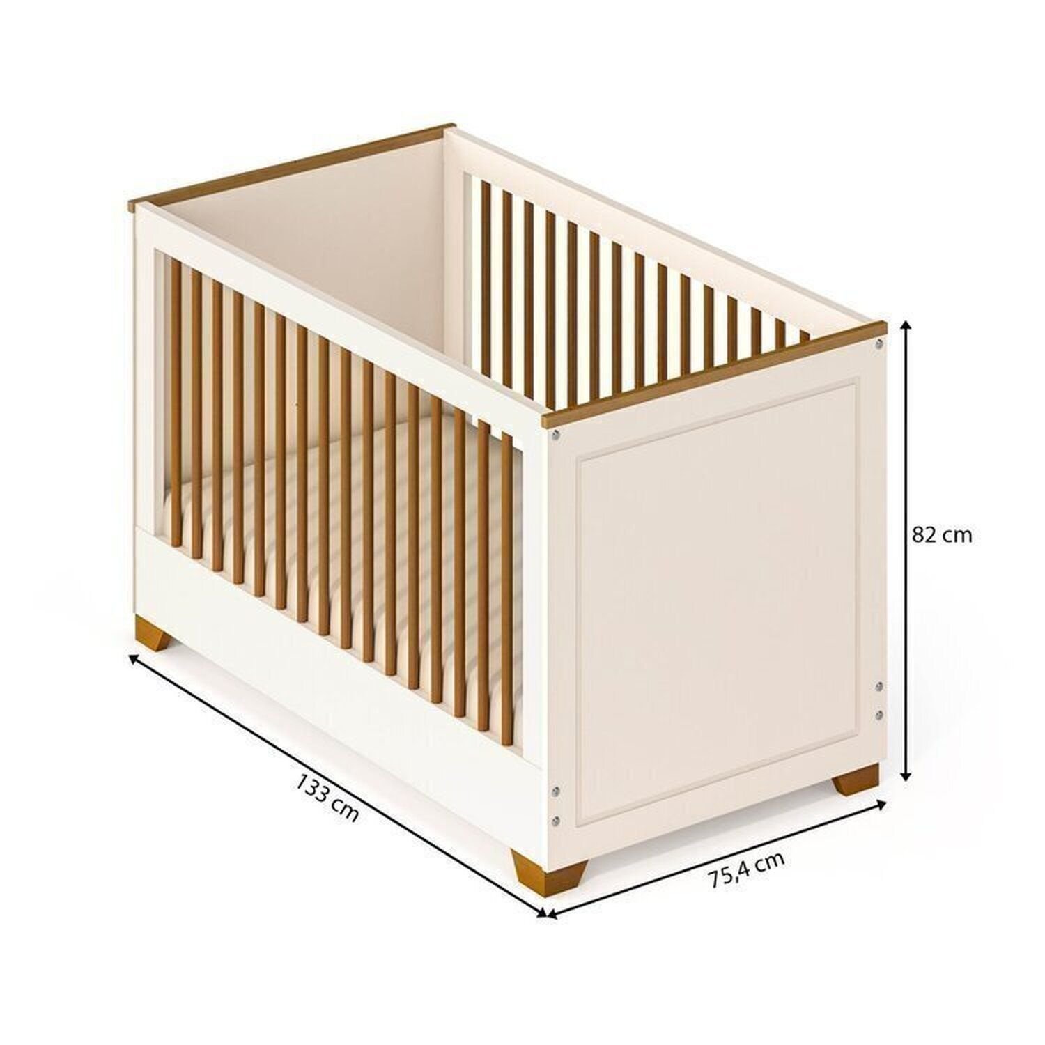 Encontraproduto.com.br - Quarto de Bebê Completo 1 Berço 1 Cômoda e 1 Guarda Roupa 2 portas Baby Ananda Casatema OffWhite/Mel