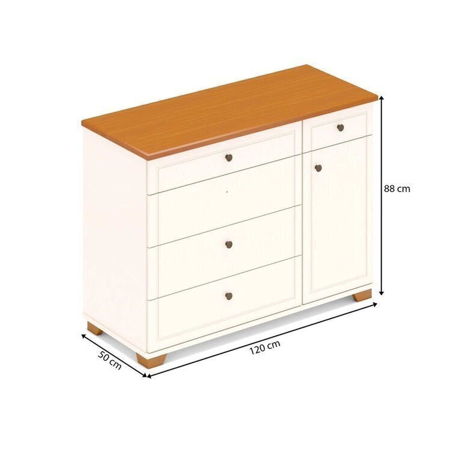 Encontraproduto.com.br - Quarto de Bebê Completo 1 Berço 1 Cômoda e 1 Guarda Roupa 2 portas Baby Ananda Casatema OffWhite/Mel