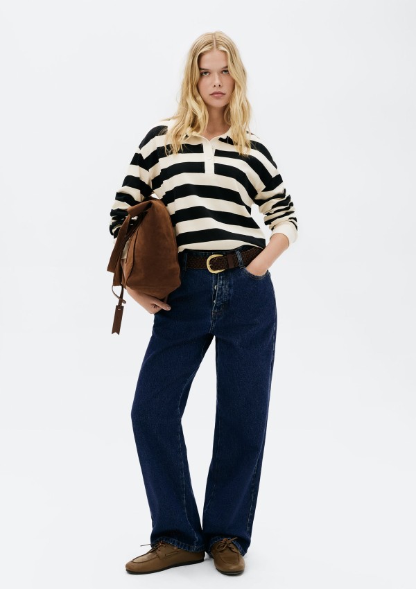 Calça Jeans Feminina Reta Cintura Média - Azul