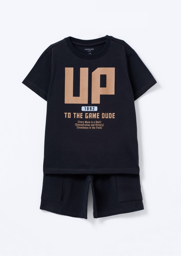 Conjunto Infantil Menino Oversized Estampado - Azul