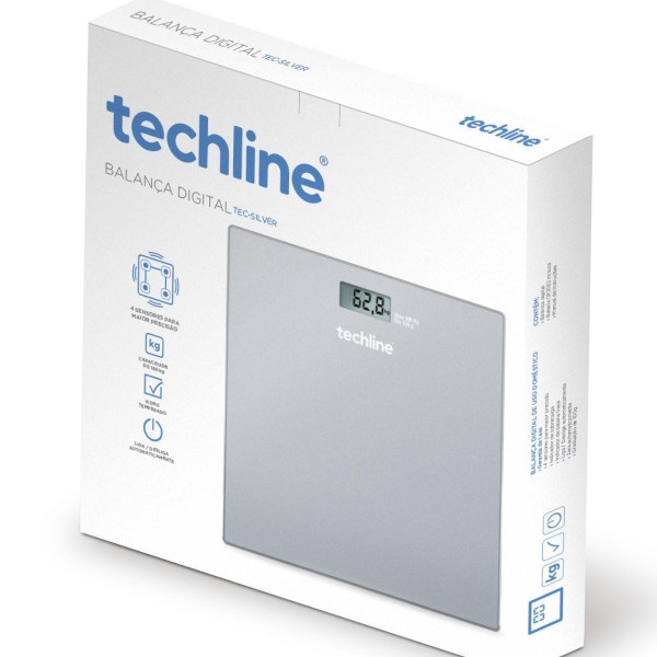 Encontraproduto.com.br - Balança Corporal Digital Techline Tec Silver Prata Até 180Kg