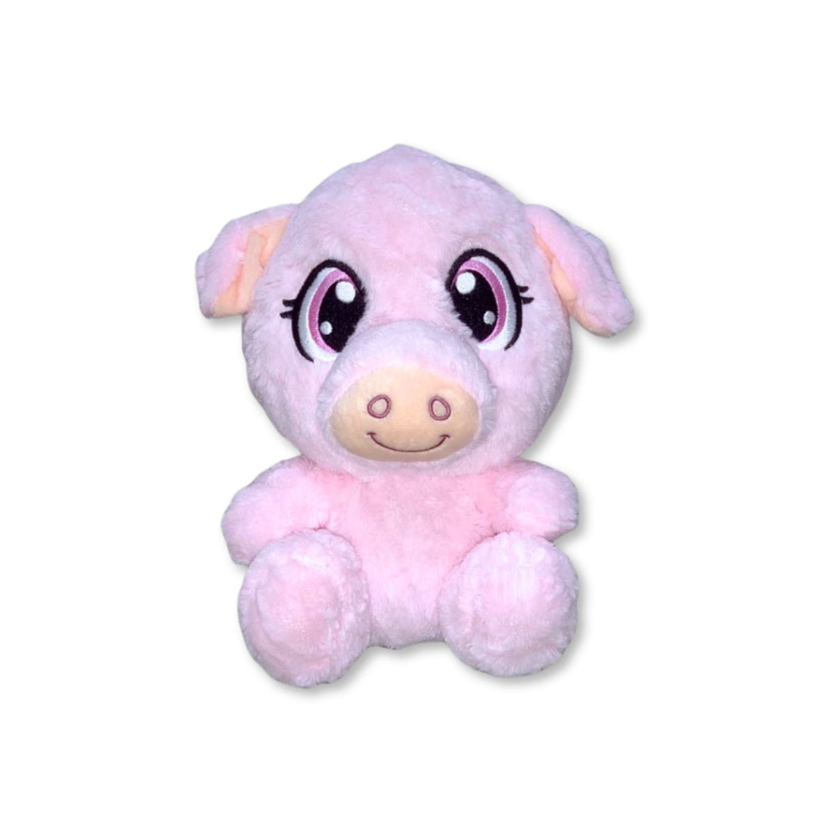Porco Rosa de Pelúcia Sentado 25cm Olhos Bordados Fofinho Macio
