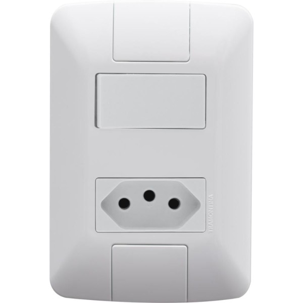 Encontraproduto.com.br - Kit 4 Conj 4x2 1 Interruptor Tomada 2P+T 10A 250V Tramontina