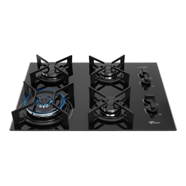 Encontraproduto.com.br - Cooktop A Gás Fischer 4 Bocas Fit Line Tripla Chama Trempe Iron