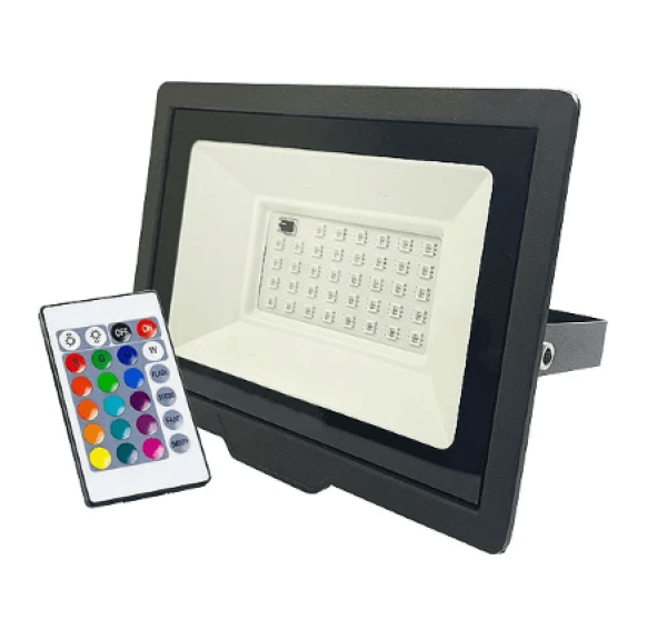Encontraproduto.com.br - Refletor Led 50w Rgb Prova Dagua Luminaria Holofote Lumier