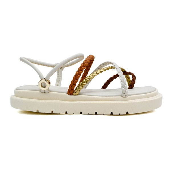 Sandália Flatform Squizz Off White e Multicores Feminina