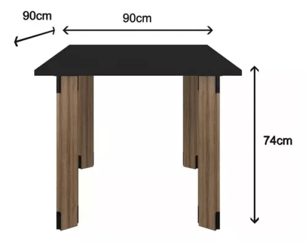 Encontraproduto.com.br - Mesa De Jantar Industrial De Madeira 4 Cadeiras| Tam: 90x90cm | Cor: Preto Com Cadeira Lamina| Mod: Lucia + Hera