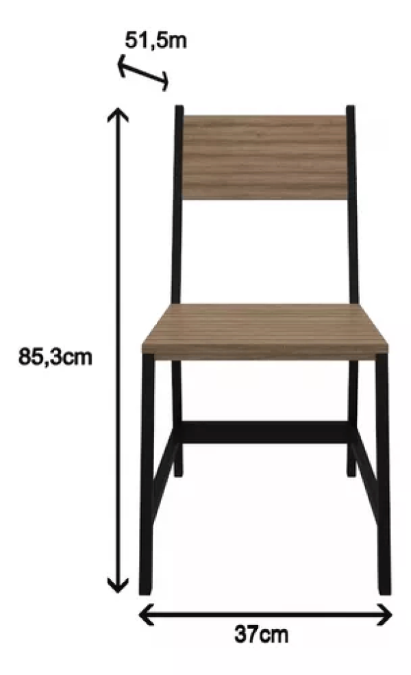 Encontraproduto.com.br - Mesa De Jantar Industrial De Madeira 4 Cadeiras| Tam: 90x90cm | Cor: Preto Com Cadeira Lamina| Mod: Lucia + Hera