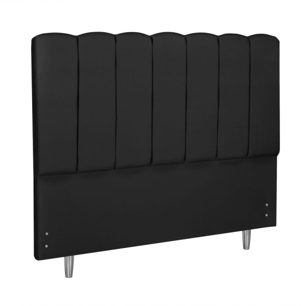Cabeceira Estofada Casal Carla 140 Veludo Varias Cores Cor:preto