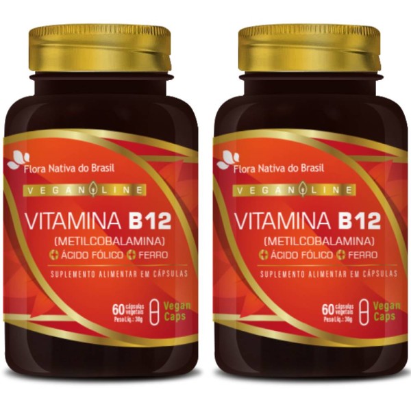 KIT 2X Vitamina B12 + Ferro + Ácido Fólico 60 Vegan Caps - Flora Nativa