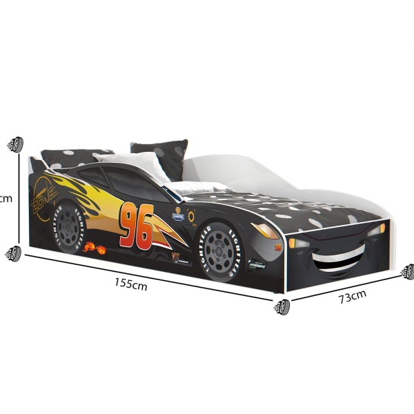Encontraproduto.com.br - Cama Carro Infantil para Quarto Menino com Colchão e Proteção Lateral Preto