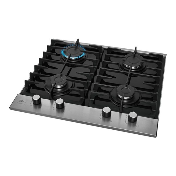 Encontraproduto.com.br - Cooktop A Gás Fischer 4 Bocas Platinium Com Trempe De Ferro Fundido Mesa Vidro Bivolt