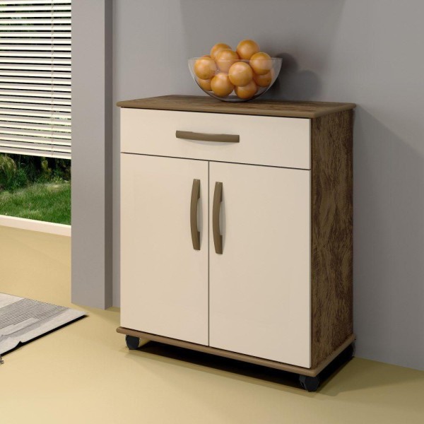 Encontraproduto.com.br - Balcão Londrina Multiuso 2 Portas 1 Gaveta Cor Ipê off White