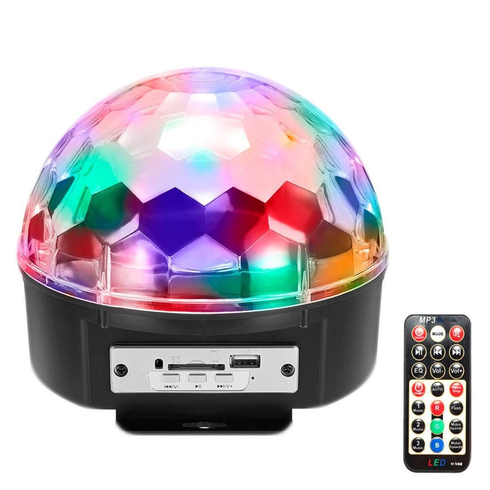 Encontraproduto.com.br - Bola De Balada Iluminação Festa Colorida Rotativa Controle