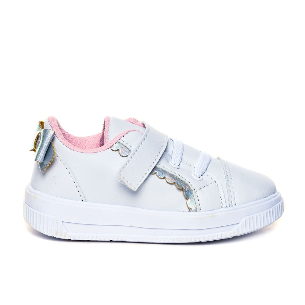 Tênis Infantil Slink Laço Branco