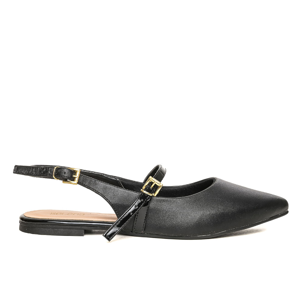 Sapato Selena Chanel Salto Baixo Preto