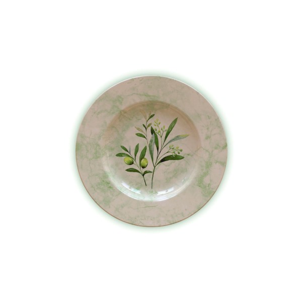 Encontraproduto.com.br - Prato Sobremesa Tramontina Oliva HO em Porcelana Decorada 21 cm