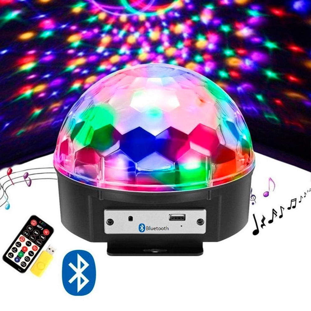 Encontraproduto.com.br - Bola De Balada Festa Colorida Giratória Com Controle Led