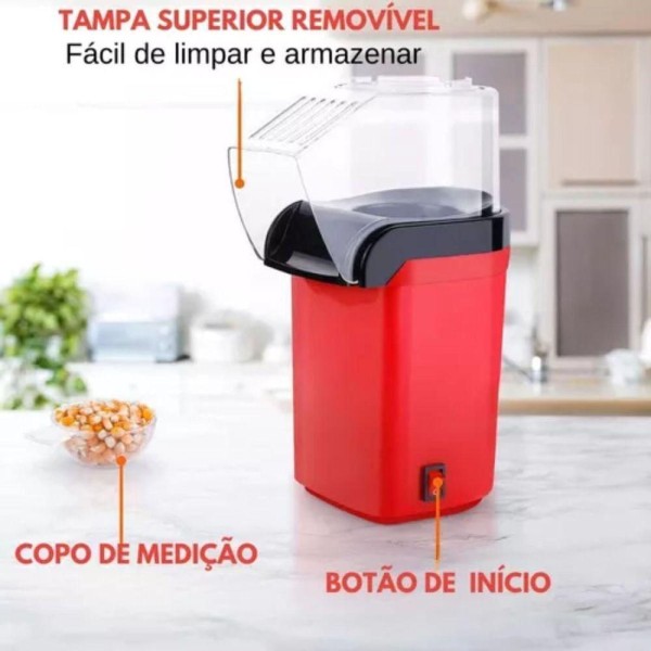 Encontraproduto.com.br - Pipoqueira Automática Retro Direcionador Pipocas Sem óleo