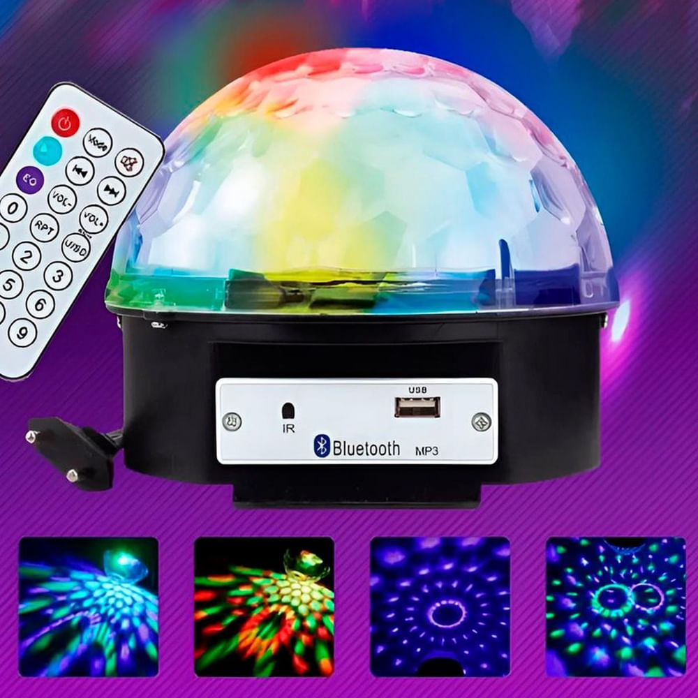 Encontraproduto.com.br - Bola De Balada Iluminação Festa Colorida Com Led Rgb