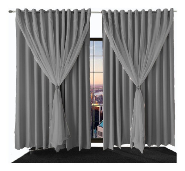cortina blecaute para quarto e sala Ana 8,00 x 2,30 cinza