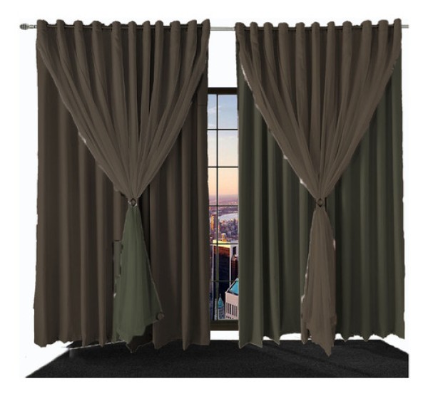 cortina para sala e quarto blecaute Ana 6,00 x 2,70 marrom