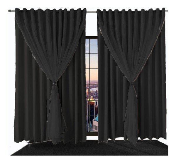 cortina quarto para sala e blecaute Ana 4,00 x 2,90 preto