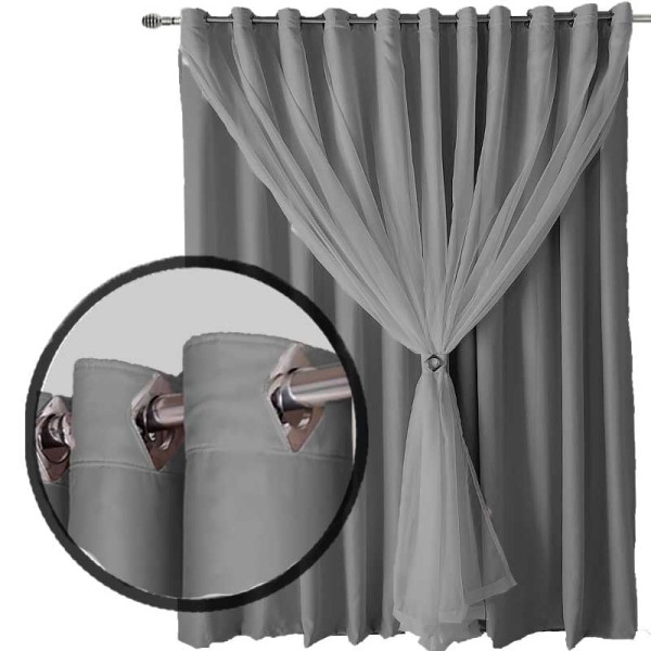 cortina quarto para sala e blecaute Ana 2,00 x 1,60 cinza
