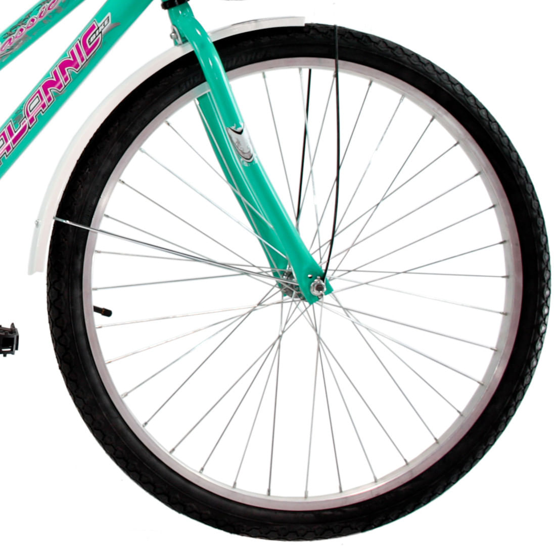 Bicicleta Aro 26 Feminina Freio no Pé CP Classic Azul Turquesa com Cestinha