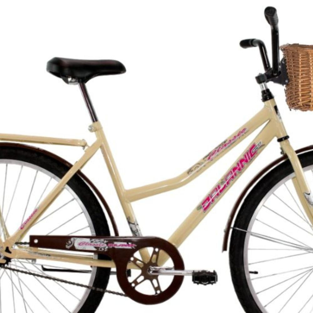 Encontraproduto.com.br - Bicicleta Aro 26 Feminina Freio no Pé CP Classic Bege com Cestinha