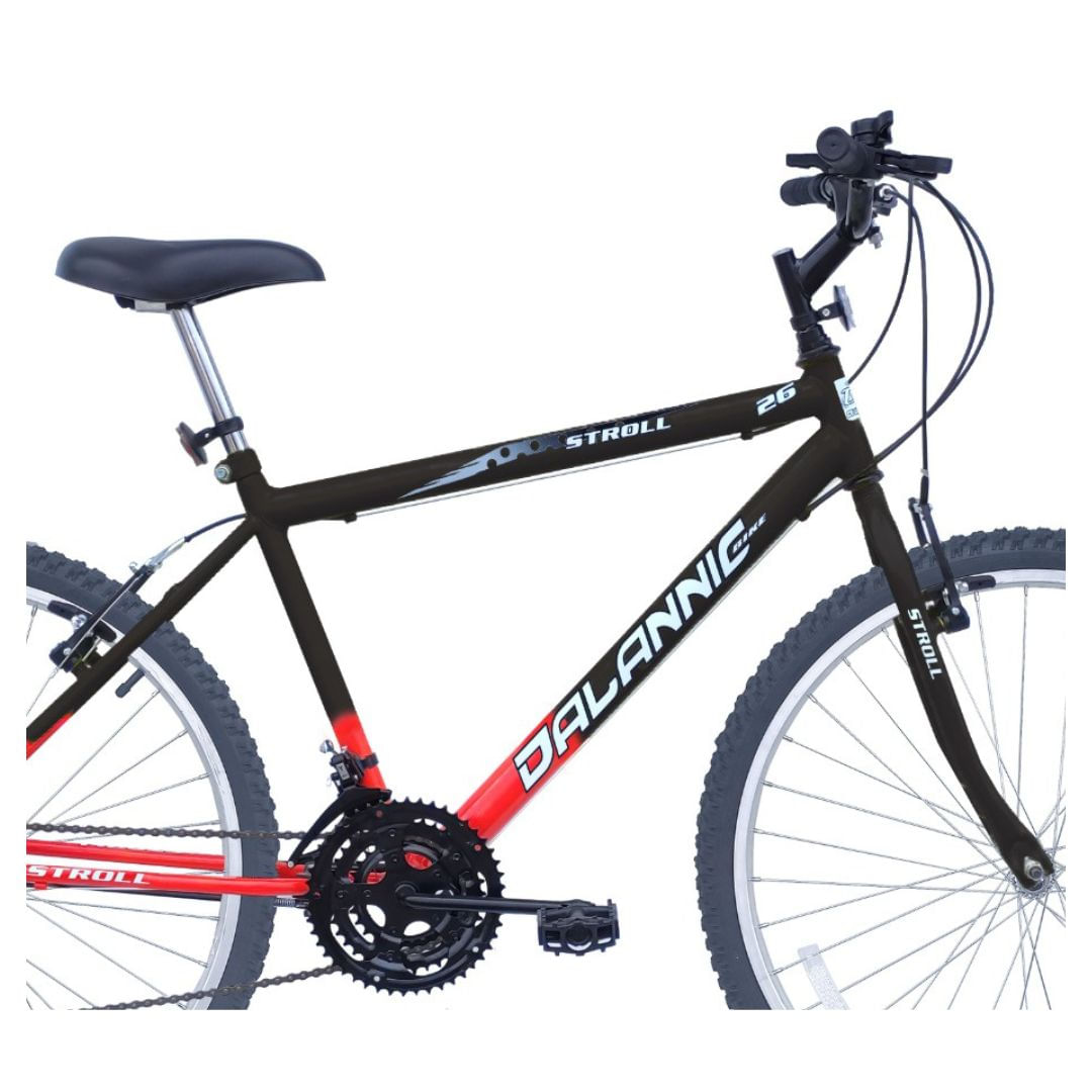 Encontraproduto.com.br - Bicicleta Aro 26 Stroll 18V cor Preta com Laranja