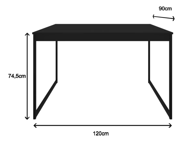 Encontraproduto.com.br - Mesa De Jantar Industrial Metal e Madeira| Tam: 120x90cm | Cor: Preto Com Cadeira Lâmina| Mod: Tolix + Hera