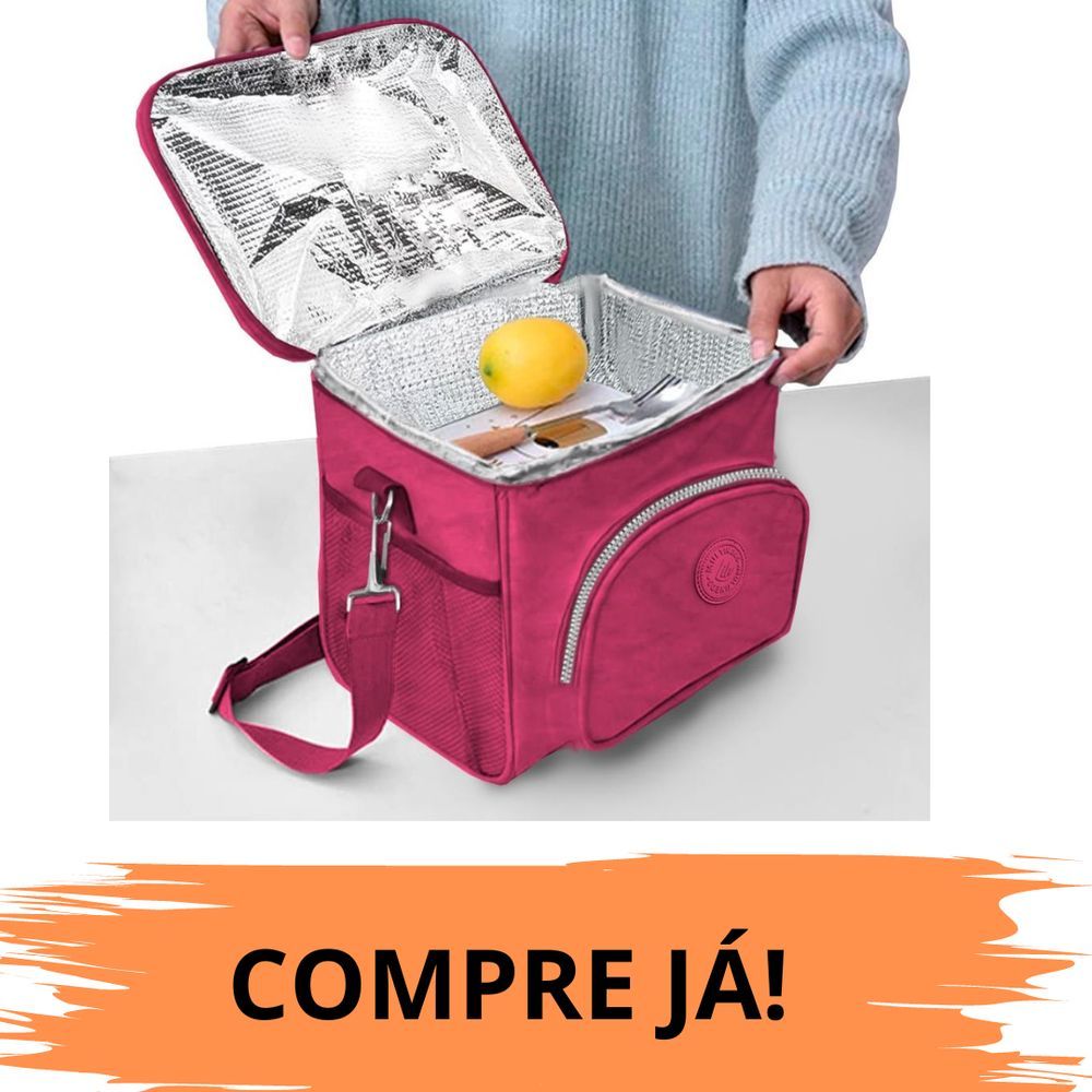 Encontraproduto.com.br - 2 Bolsas Térmicas De Mão Com Alça Ajustavel Para Marmita Lancheira Impermeável azul-ver