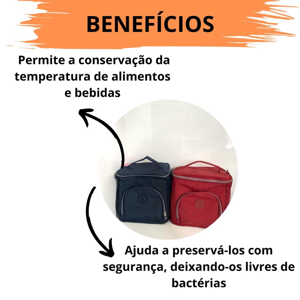 Encontraproduto.com.br - 2 Bolsas Térmicas De Mão Com Alça Ajustavel Para Marmita Lancheira Impermeável azul-ver