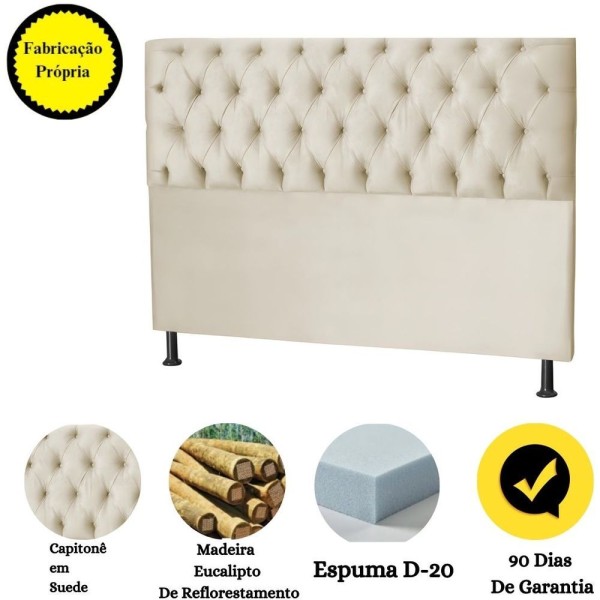Encontraproduto.com.br - Cabeceira Estofada Cama Box Solteiro 120 Cm Jade Suede Bege