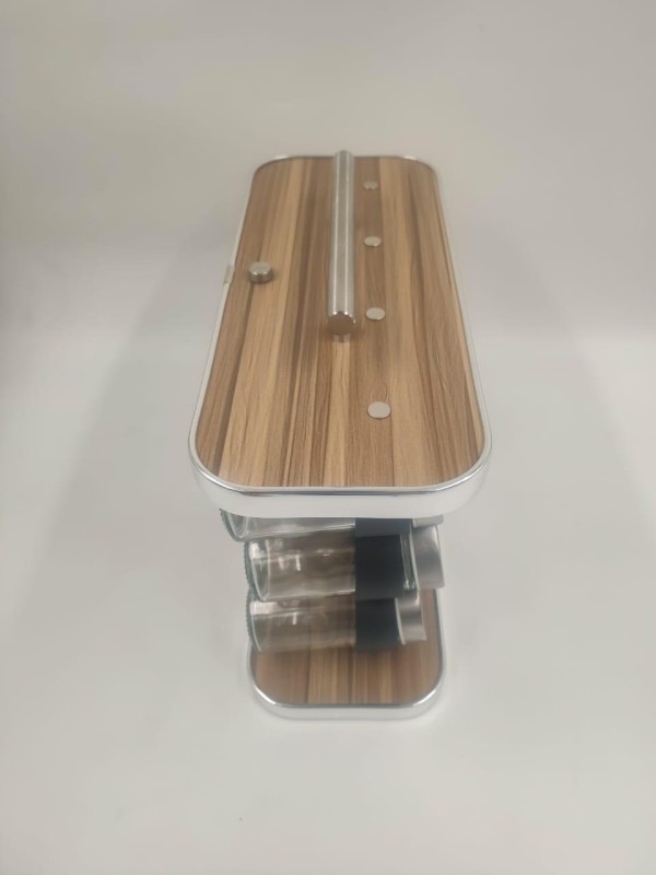 Encontraproduto.com.br - Porta Tempero Madeira E Inox Com 12 Potes Para Armazenamento