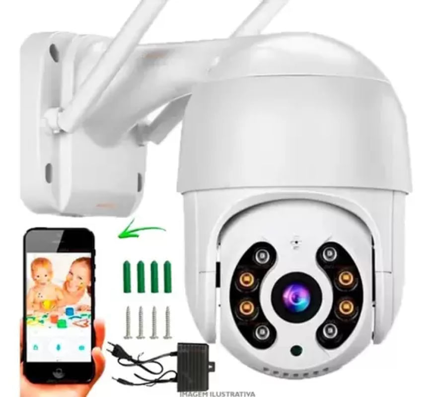 Encontraproduto.com.br - Camera Wifi Ip Hd Rotativa Externa Visao Noturna Prova Dàgua