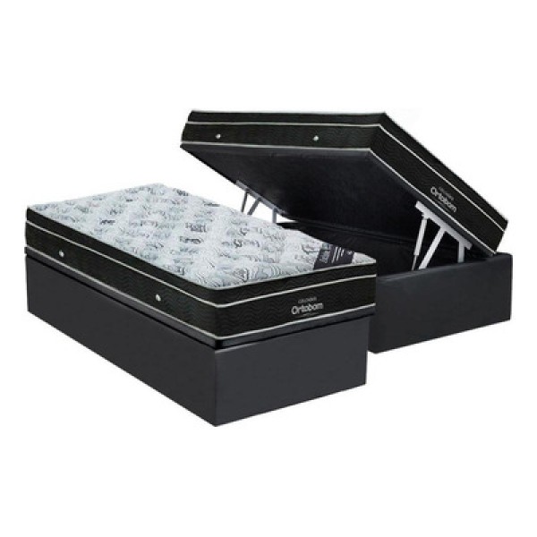 Encontraproduto.com.br - Cama Box Baú Solteiro: Colchão Molas Bonnel Ortobom Nanolas