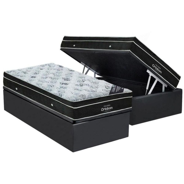 Encontraproduto.com.br - Cama Box Baú Solteiro: Colchão Molas Bonnel Ortobom Nanolas
