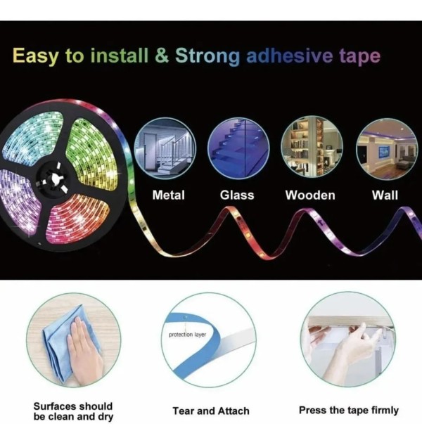 Encontraproduto.com.br - Fita De Led Rgb 5 Metros A Prova Dágua Dupla Face 5050w 12v 300 Leds Com Fonte E Controle