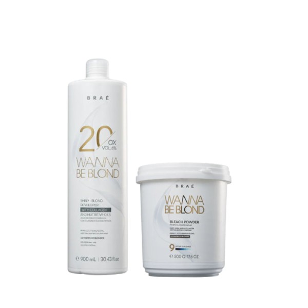 BRAÉ Wanna Be Blond 6% Água Oxigenada 20 Volumes 900ml+Pó Descolorante 500g